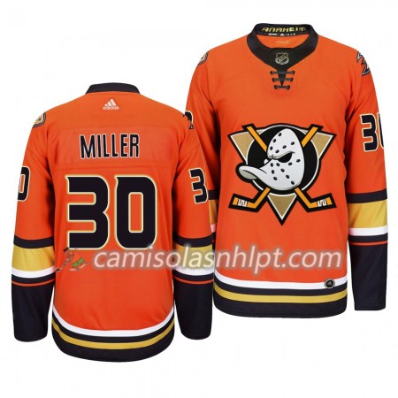 Camisola Anaheim Ducks Ryan Miller 30 Adidas 2019-2020 Laranja Authentic - Homem